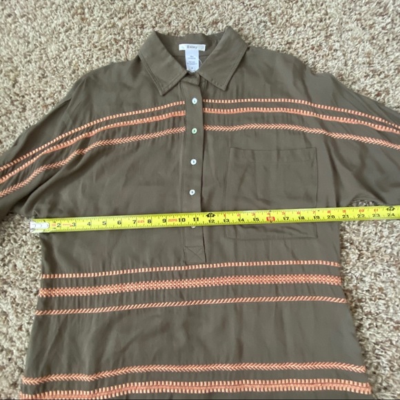 Anthro Esley Small Olive Green Pink Blouse Top - Picture 8 of 8